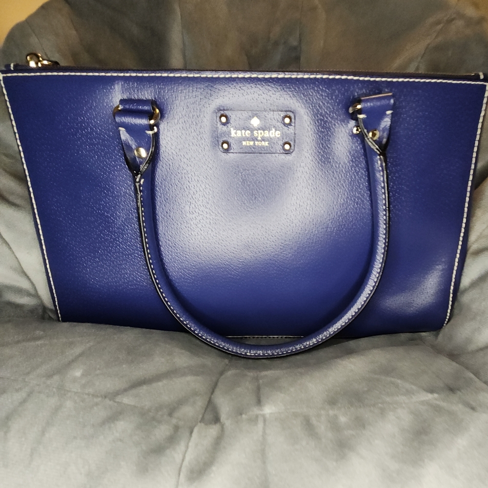 Kate Spade Blue Leather Tote Bag
